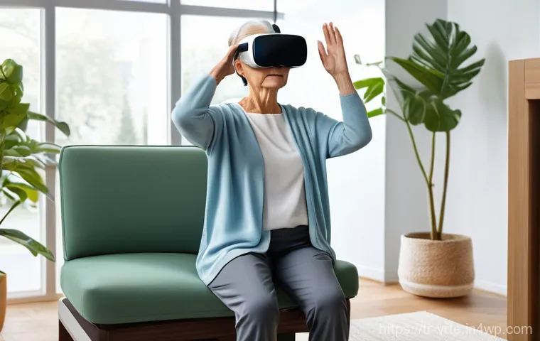 VR 재활치료의 집단 치료 효과 - **VR for Pain Management and Mental Escape:**
"A close-up shot of an adult patient (e.g., late 3... VR 재활치료의 집단 치료 효과 - **VR for Pain Management and Mental Escape:**
"A close-up shot of an adult patient (e.g., late 3...
