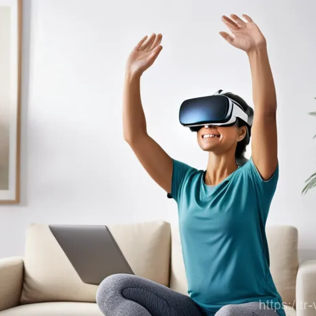 가상현실 재활치료의 원격 치료 가능성 - **Prompt 1: Empowering Home-Based VR Physical Therapy**
"A vibrant, eye-level shot of a middle-a...