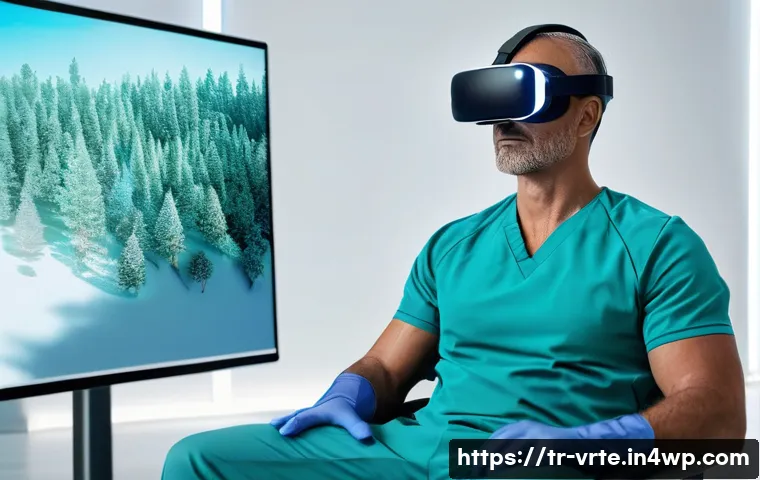 VR 재활치료의 최신 동향 - **Gamified Neurological Rehabilitation Session:** A male stroke survivor in his late 40s, with a det...