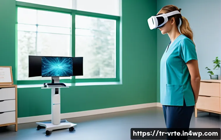 가상현실 재활치료의 비용 분석 - **Prompt 1: Virtual Reality Rehabilitation in a Modern Clinic**
"A clean, brightly lit modern re...